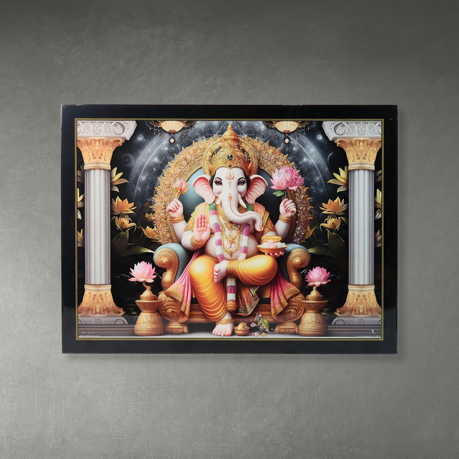 Divine Lord Ganesha Wall Painting with Wooden Frame Mix Design, 60x45 Cm Approx (1 Pc) Divine Lord Ganesha Wall Painting with Wooden Frame Mix Design, 60x45 Cm Approx (1 Pc)
